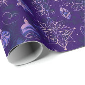 Kerstversiering Lichten Bloemen Paarse Kerst Cadeaupapier (Rol Hoek)