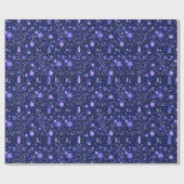 Kerstversiering Lichten Bloemen Paarse Kerst Cadeaupapier (Vlak)