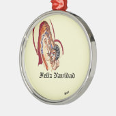 Kerstversiering: Maagd Maria met Jezus Christus Metalen Ornament (Links)