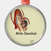 Kerstversiering: Maagd Maria met Jezus Christus Metalen Ornament (Voorkant)