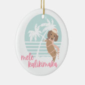 Kerstversiering Mele Kalikimaka Wiener Dog Keramisch Ornament (Rechts)