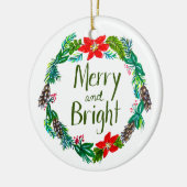Kerstversiering Merry and Bright Keramisch Ornament (Links)