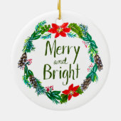 Kerstversiering Merry and Bright Keramisch Ornament (Achterkant)