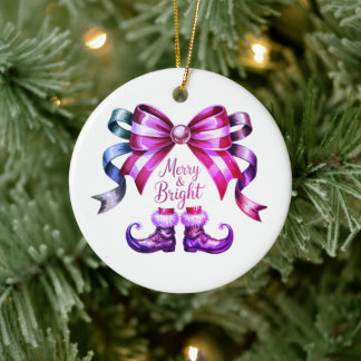 Kerstversiering Merry & Bright Keramisch Ornament