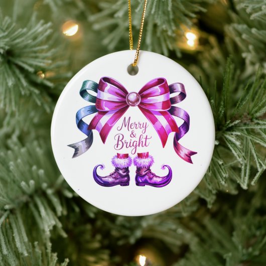 Kerstversiering Merry & Bright Keramisch Ornament (Boom)