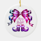 Kerstversiering Merry & Bright Keramisch Ornament (Achterkant)