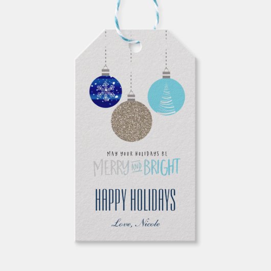 Kerstversiering 'Merry & Bright' met cadeaubijslui Cadeaulabel (Voorkant)