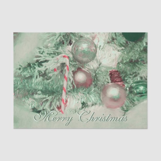 Kerstversiering Merry Christmas Groen Roze Kerstbo Tissuepapier (Voorkant)