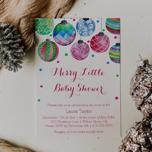 kerstversiering Merry Little Baby shower Kaart