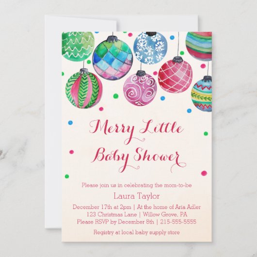 kerstversiering Merry Little Baby shower Kaart (Voorkant)