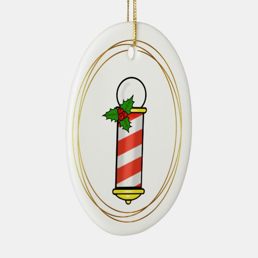kerstversiering met Barber Pole Keramisch Ornament (Rechts)