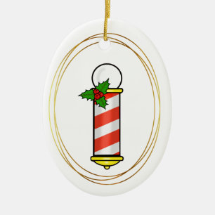 kerstversiering met Barber Pole Keramisch Ornament