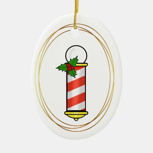 kerstversiering met Barber Pole Keramisch Ornament (Voorkant)