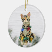kerstversiering met bengachtige kat keramisch ornament (Links)