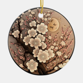 kerstversiering met bloemen en zon keramisch ornament