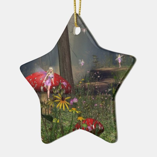 kerstversiering met bosfee keramisch ornament (Links)