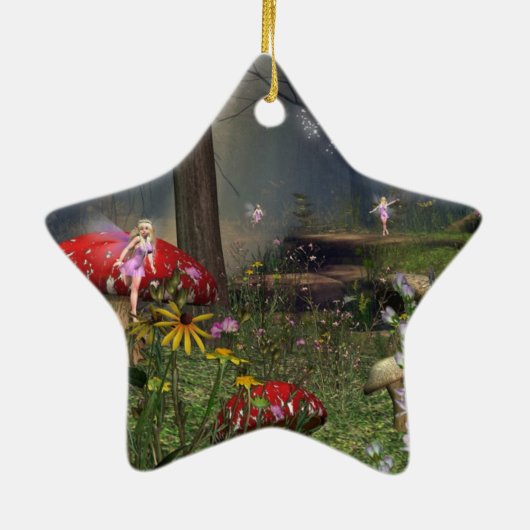 kerstversiering met bosfee keramisch ornament (Achterkant)