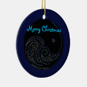 kerstversiering met brede kerstfeestdag keramisch ornament (Rechts)