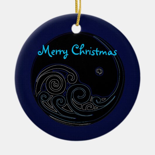 kerstversiering met brede kerstfeestdag keramisch ornament (Voorkant)