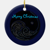 kerstversiering met brede kerstfeestdag keramisch ornament (Achterkant)