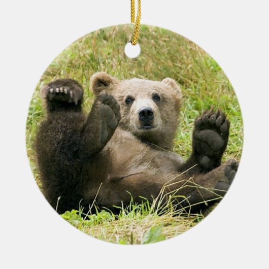 Kerstversiering met bruin Beer Cub Keramisch Ornament (Voorkant)