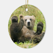 Kerstversiering met bruin Beer Cub Keramisch Ornament (Links)