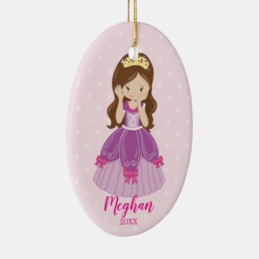  kerstversiering met Brunette Princess Keramisch Ornament (Rechts)