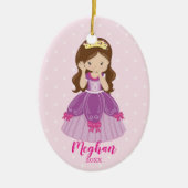  kerstversiering met Brunette Princess Keramisch Ornament (Voorkant)