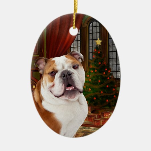 kerstversiering met Bulldog Keramisch Ornament (Voorkant)