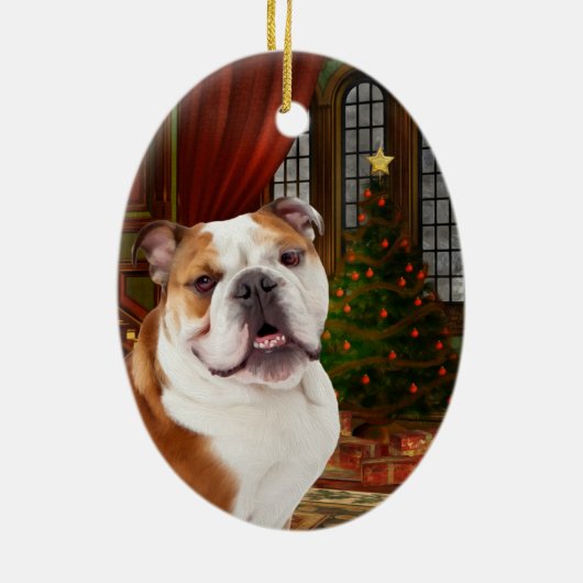 kerstversiering met Bulldog Keramisch Ornament (Achterkant)