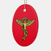 kerstversiering met chiropractisch medisch symbool keramisch ornament (Links)