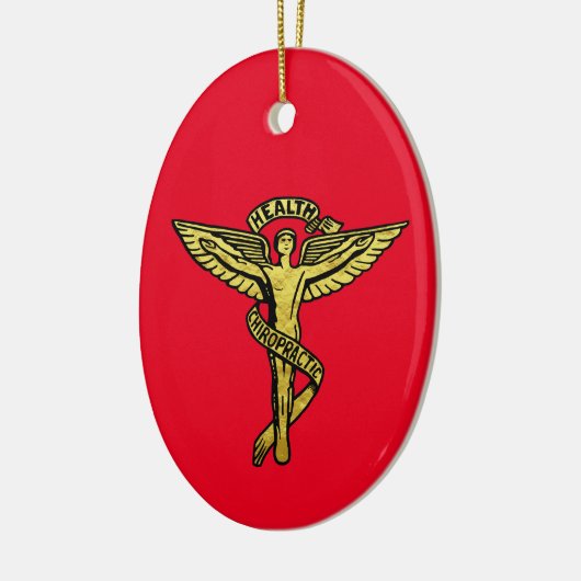 kerstversiering met chiropractisch medisch symbool keramisch ornament (Links)