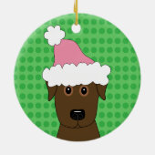 kerstversiering met chocolade Lab Keramisch Ornament (Achterkant)