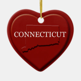 Kerstversiering met Connecticut Heart Map Keramisch Ornament