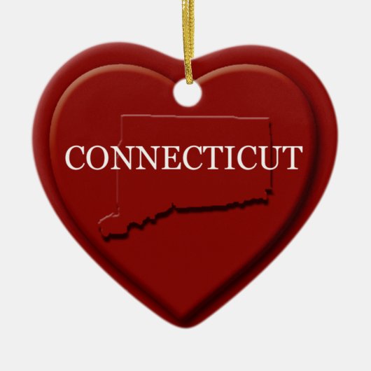 Kerstversiering met Connecticut Heart Map Keramisch Ornament (Voorkant)