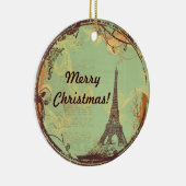Kerstversiering met de Eiffeltoren in het groen Keramisch Ornament (Rechts)