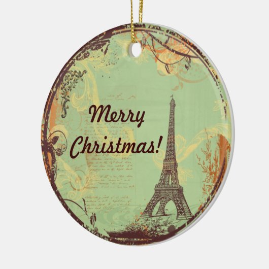 Kerstversiering met de Eiffeltoren in het groen Keramisch Ornament (Links)