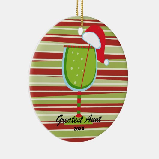 Kerstversiering met de grootste tante Wine Glass Keramisch Ornament (Rechts)