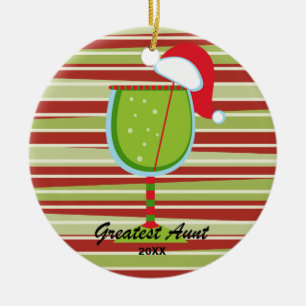 Kerstversiering met de grootste tante Wine Glass Keramisch Ornament
