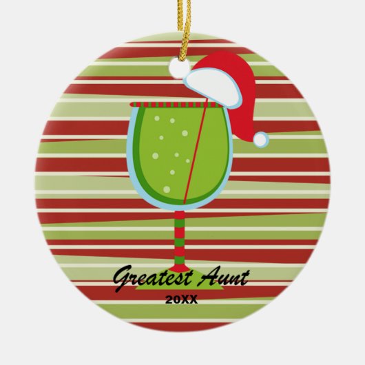 Kerstversiering met de grootste tante Wine Glass Keramisch Ornament (Voorkant)