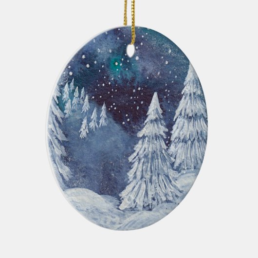 Kerstversiering met de hand geschilde waterverf Wi Keramisch Ornament (Rechts)