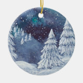 Kerstversiering met de hand geschilde waterverf Wi Keramisch Ornament (Voorkant)