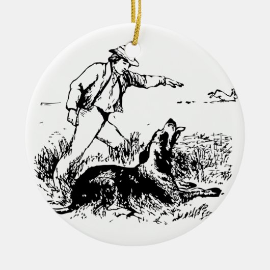 kerstversiering met de naam Hunter, Hare en Hond Keramisch Ornament (Voorkant)
