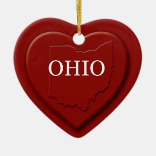 kerstversiering met de Ohio Heart-kaart Keramisch Ornament