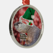 Kerstversiering met de Otter-feestdag Metalen Ornament (Rechts)