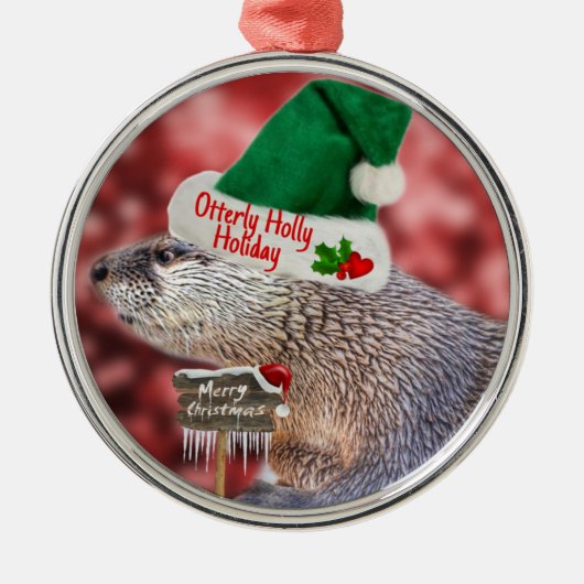 Kerstversiering met de Otter-feestdag Metalen Ornament (Voorkant)