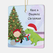 Kerstversiering met Dino en Kind Keramisch Ornament (Links)