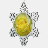 Kerstversiering met één gele roos tin sneeuwvlok ornament (Rechts)