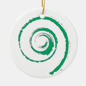 Kerstversiering met een groene draai keramisch ornament (Voorkant)
