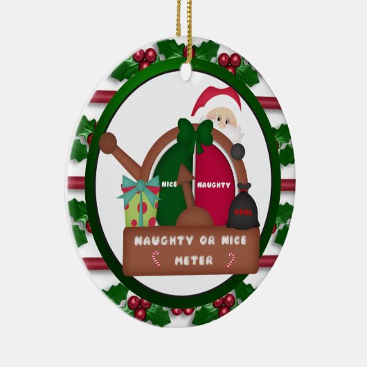 Kerstversiering met een Naughty of Nice Meter Keramisch Ornament (Rechts)